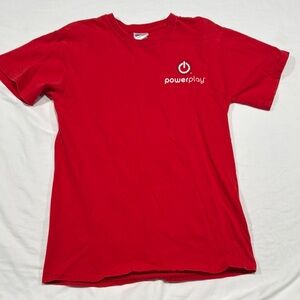 Gildan Red Short Sleeve Tee Classic Crew Neck Game Stop Power Play